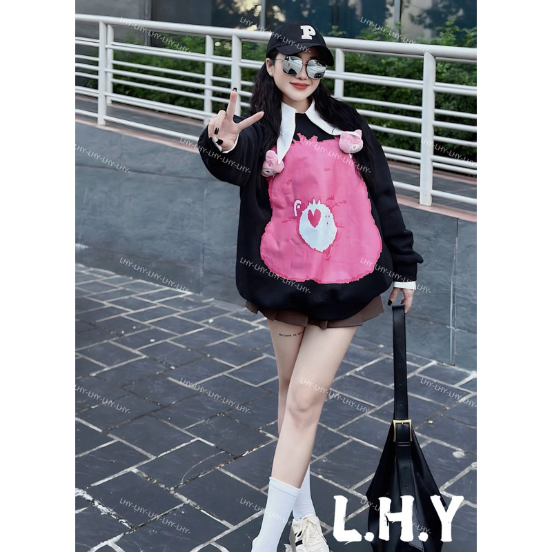 Áo Sweater Nỉ Bông Gấu Cực Yêu Siêu Trend Đỳ From Rộng Freesize Unisex