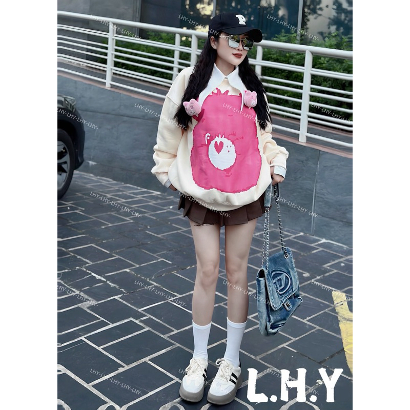 Áo Sweater Nỉ Bông Gấu Cực Yêu Siêu Trend Đỳ From Rộng Freesize Unisex