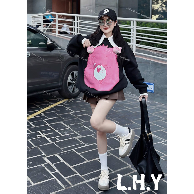 Áo Sweater Nỉ Bông Gấu Cực Yêu Siêu Trend Đỳ From Rộng Freesize Unisex