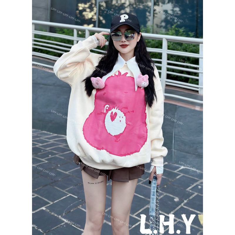 Áo Sweater Nỉ Bông Gấu Cực Yêu Siêu Trend Đỳ From Rộng Freesize Unisex