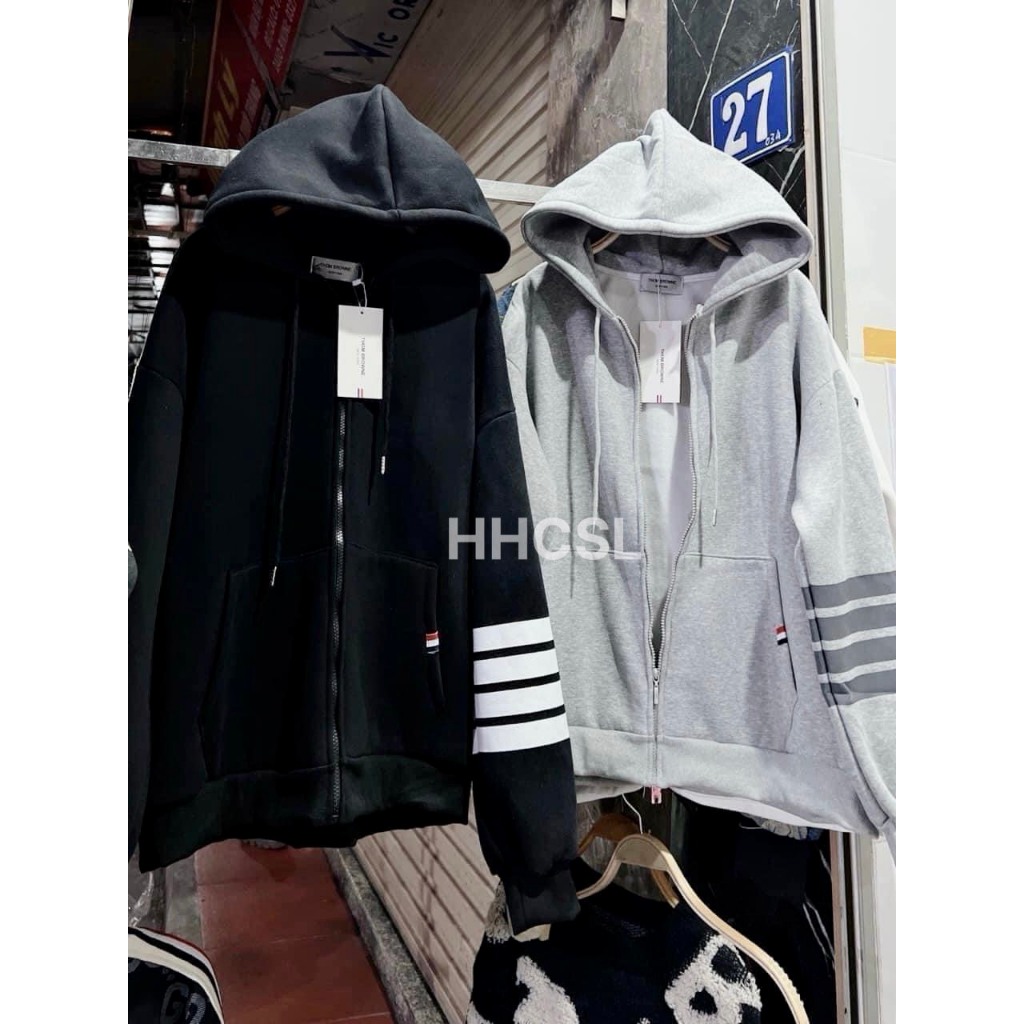 Áo Khoác , Áo Hoodie Zip Thome Chất Nỉ Bông Kiểu Dáng Unisex Nam Nữ Cao Cấp