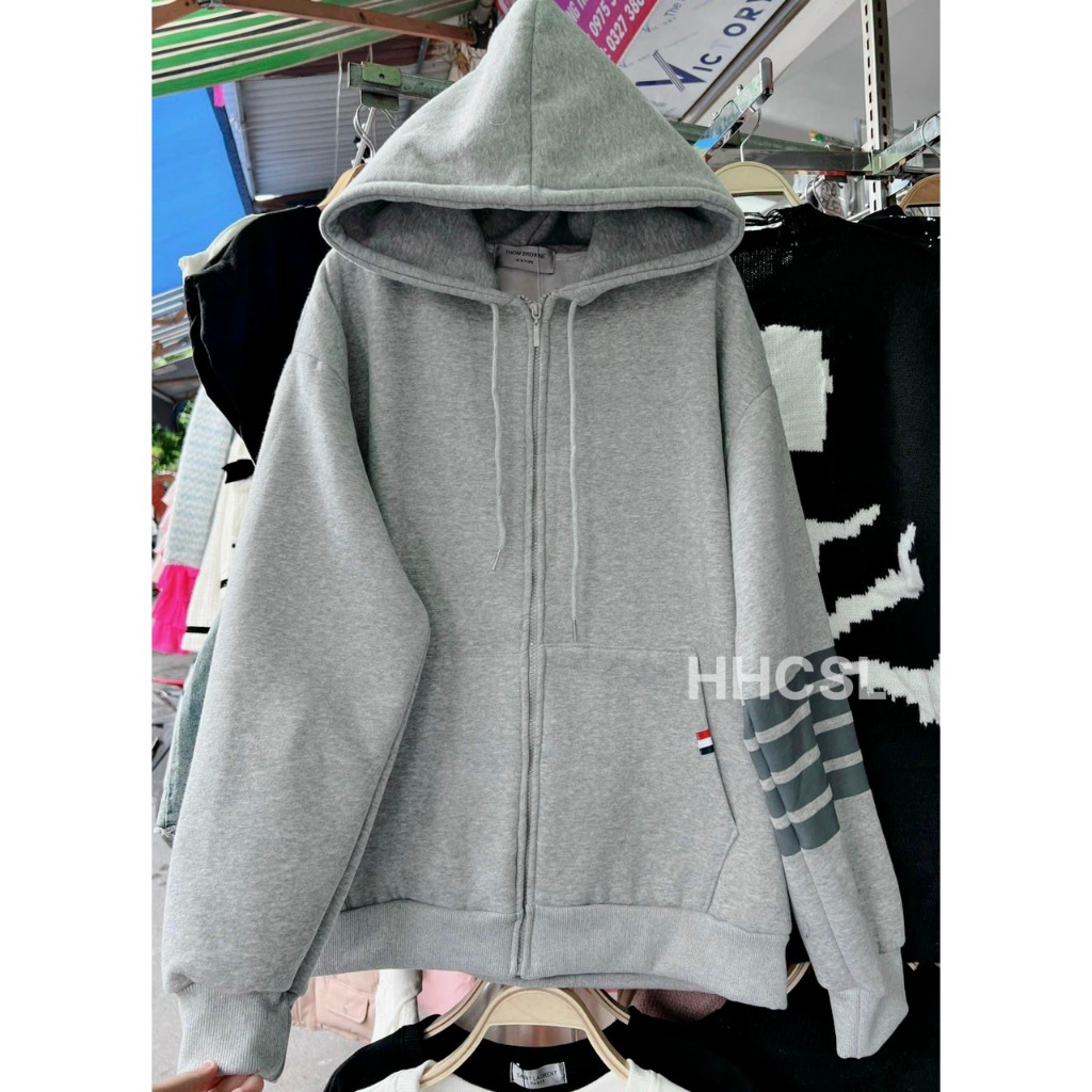 Áo Khoác , Áo Hoodie Zip Thome Chất Nỉ Bông Kiểu Dáng Unisex Nam Nữ Cao Cấp