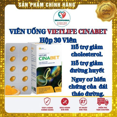 combo 3h VIÊN UỐNG VIETLIFE CINABET Hộp 30 Viên- hỗ trợ giảm mỡ máu, đường huyết,phòng ngừa đột quỵ.