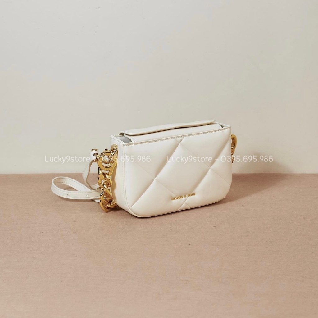 Túi xách nữ, túi c.n.k trần trám xích to kèm dây đeo chéo size 18 xuất xịn no box - Lucky9store