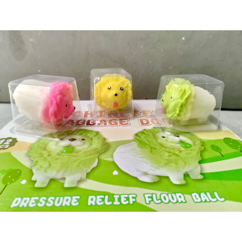 Squishy bóp cải thảo hình mặt chó xả stress siêu dễ thương