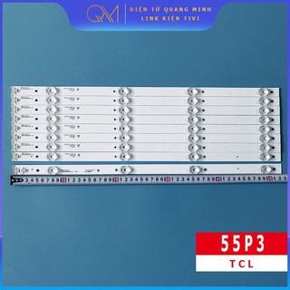 Thanh led tivi tcl 55p3 , 55a950c, 55v1, 55bx7600 - 9 thanh 4 bóng 6v dài 52,3 cm