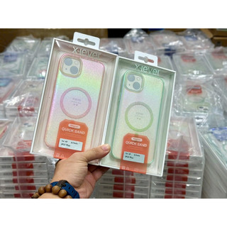 Ốp lưng X-Level ánh nhũ kim tuyến 7 màu cho iPhone 15 Plus có hỗ trợ ậc không dây siêu sang