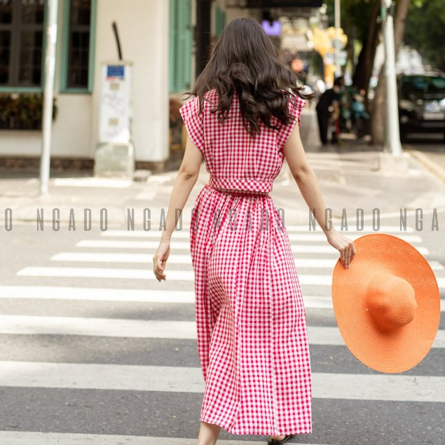 Set áo caro đỏ tay con NGADO