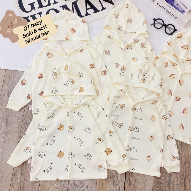 Áo khoác nỉ mũ thu đông phong cách Hàn Quốc cho bé