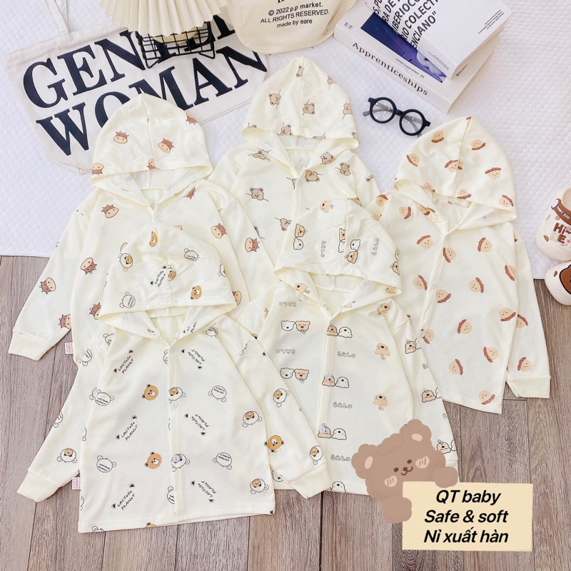 Áo khoác nỉ mũ thu đông phong cách Hàn Quốc cho bé