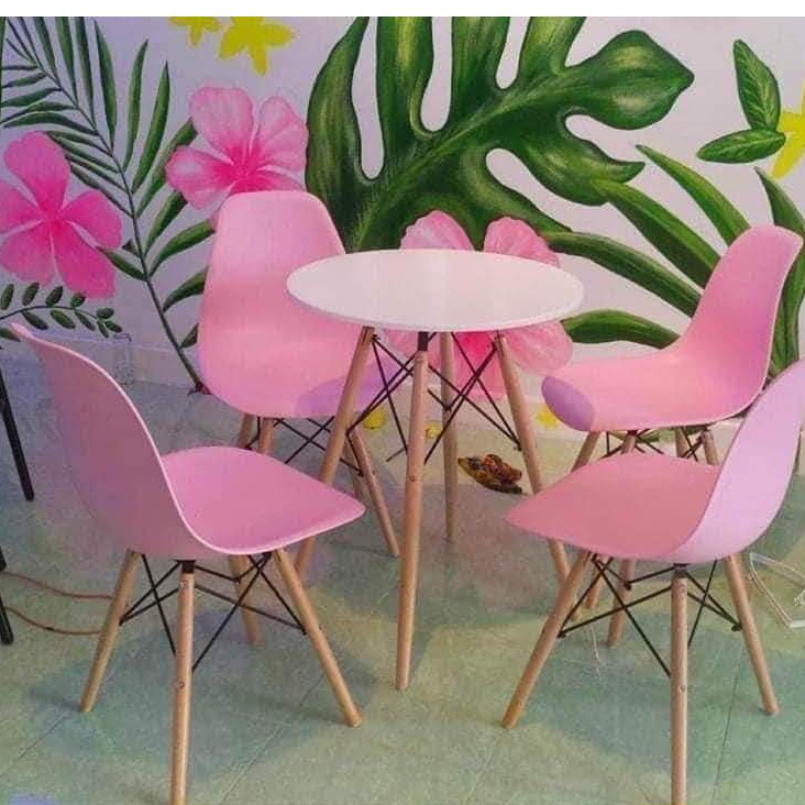 Ghế làm việc EAMES chân gỗ sồi dành cho phòng ăn, phòng khách,cafe,văn phòng,học tập mặt ghê  bằng nhựa