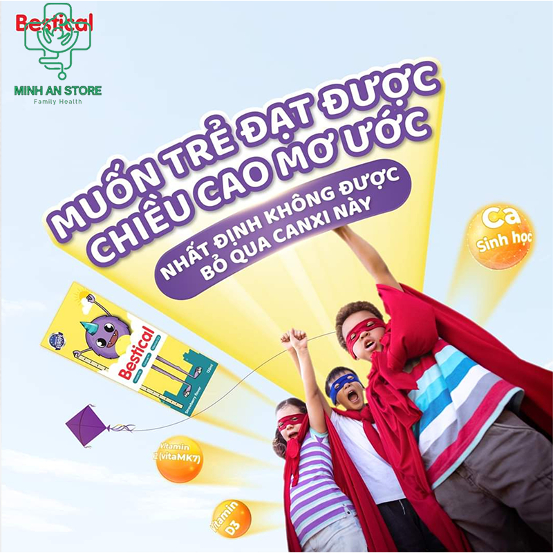 BESTICAL- Canxi Sinh Học Kết Hợp Vitamin D3 K2 120ml Tặng Bình Sữa