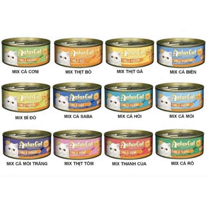 Pate cho mèo Aatas Cat lon 80g nhiều vị thơm ngon bổ dưỡng