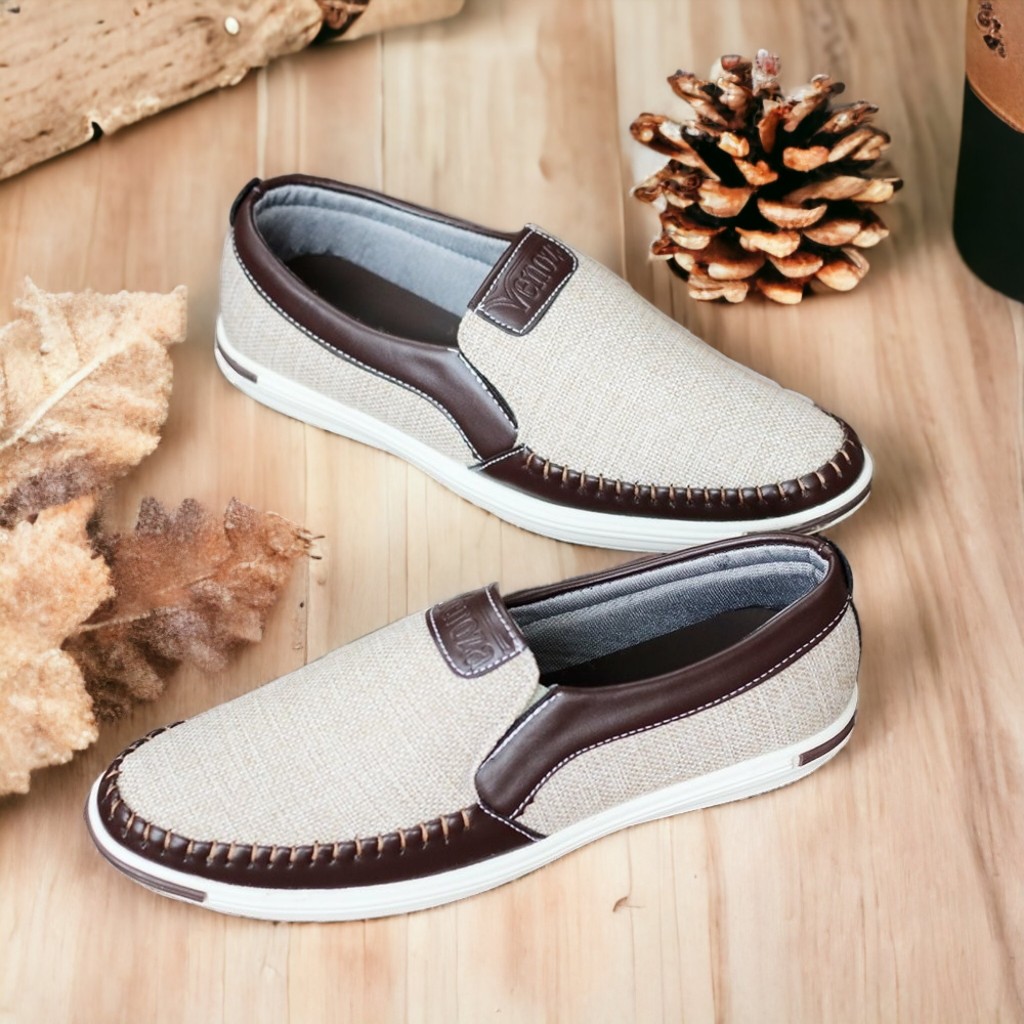 Giày lười nam chất vải bố cao cấp 4 màu đen nâu xanh kem sáng (1986fashion)