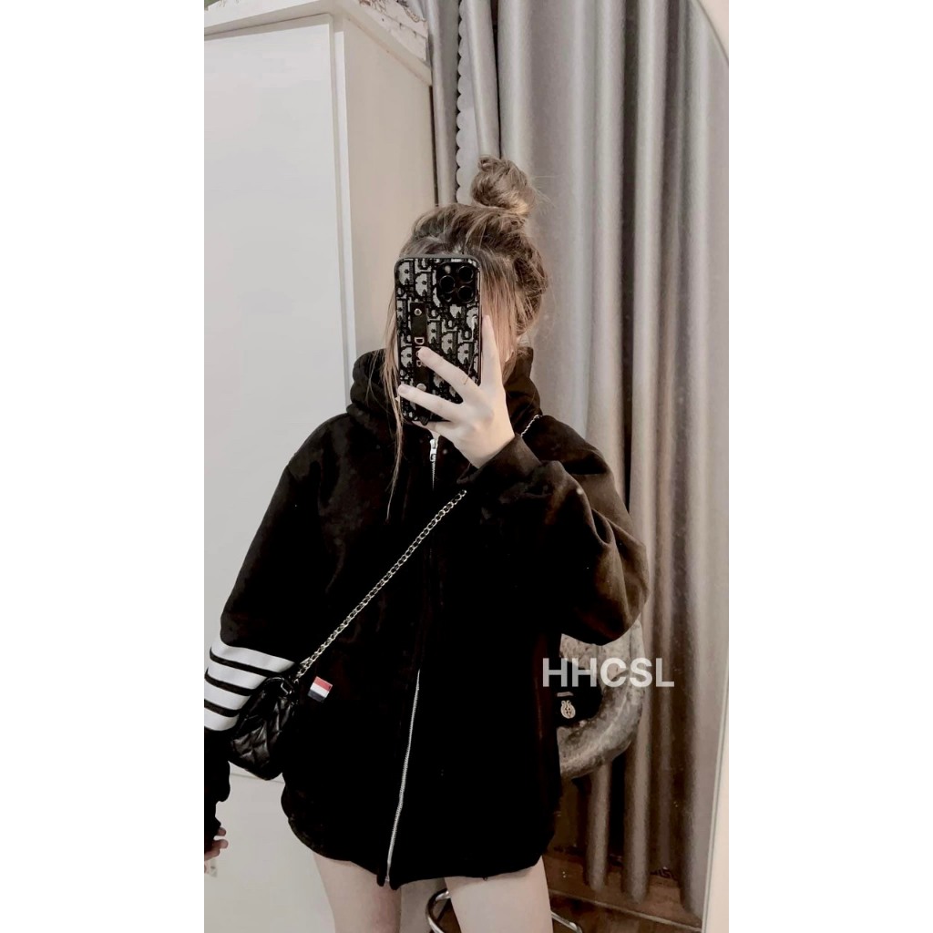 Áo Khoác , Áo Hoodie Zip Thome Chất Nỉ Bông Kiểu Dáng Unisex Nam Nữ Cao Cấp