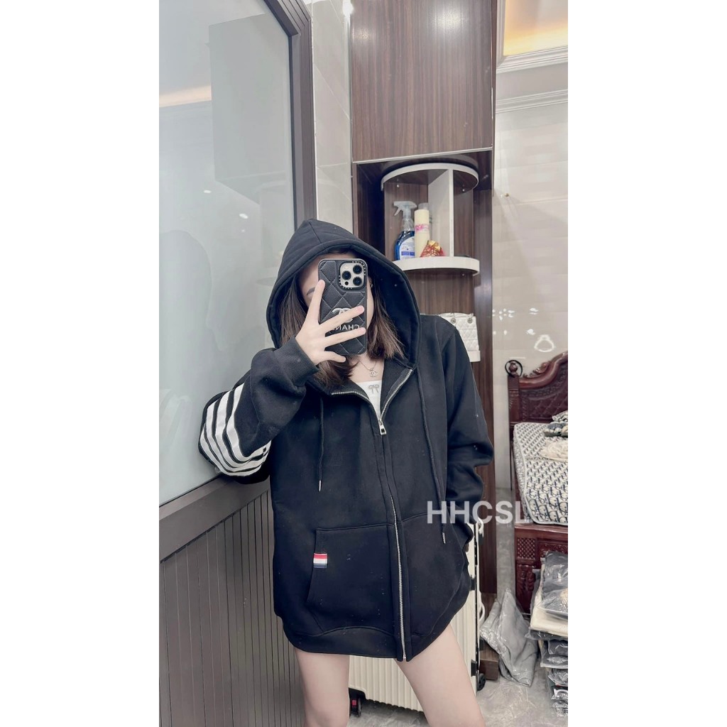 Áo Khoác , Áo Hoodie Zip Thome Chất Nỉ Bông Kiểu Dáng Unisex Nam Nữ Cao Cấp