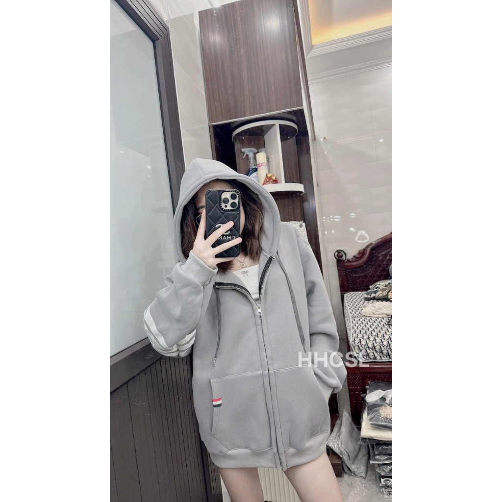 Áo Khoác , Áo Hoodie Zip Thome Chất Nỉ Bông Kiểu Dáng Unisex Nam Nữ Cao Cấp