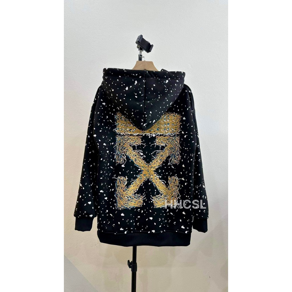 Áo Hoodie , Áo Hoodie OFF Họa Tiết Vảy Sơn Full Áo Chất Nỉ Bông Kiểu Dáng Unisex Nam Nữ