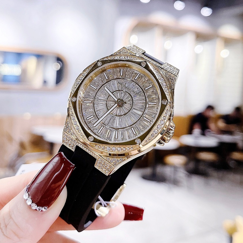 Đồng Hồ Nữ Michael Kors MK7247 Dây Silicone Đen Vỏ Gold Size 41mm