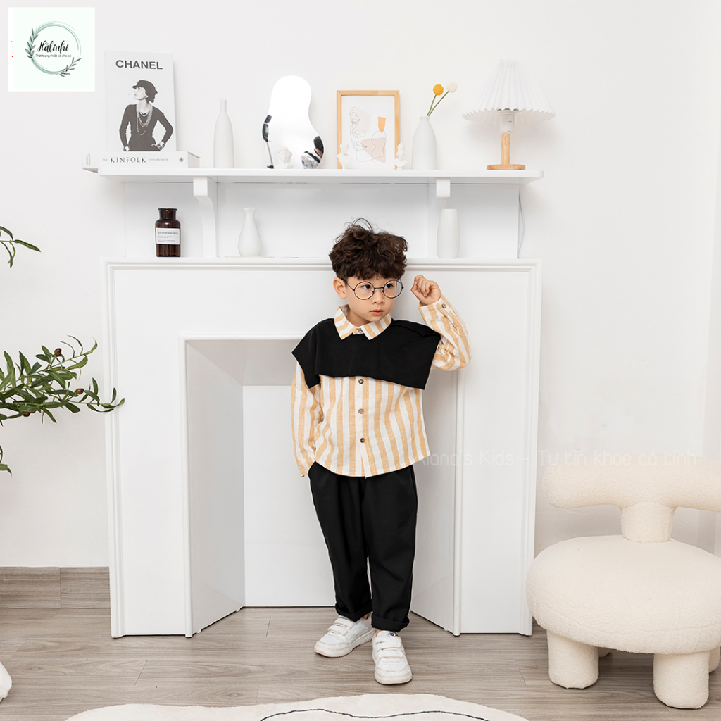 Áo sơ mi thiết kế cho bé trai chuẩn phong cách Hàn Quốc