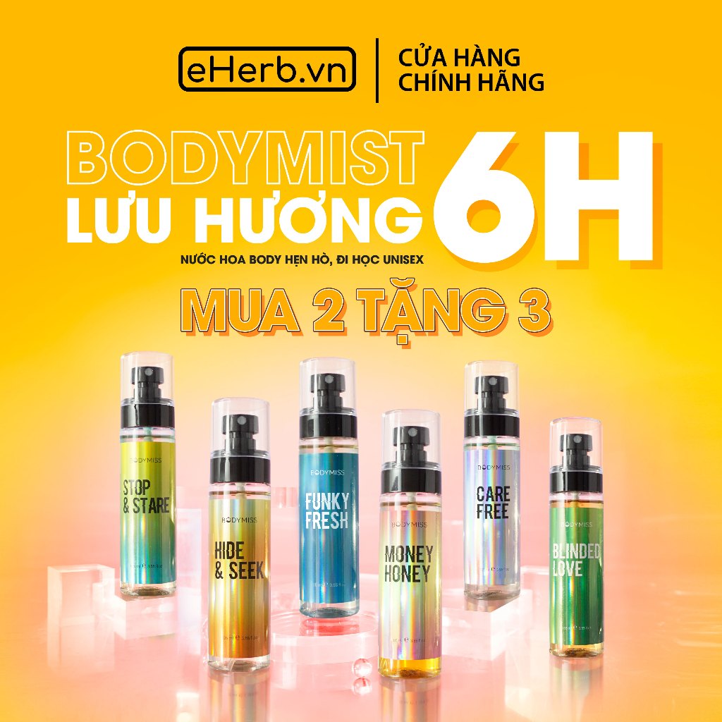 [MUA 2 TẶNG 3] Bodymist nam nữ, xịt thơm toàn thân lưu hương 6 giờ, đi học, đi chơi, hẹn hò  BODYMISS 105ml (Chai)