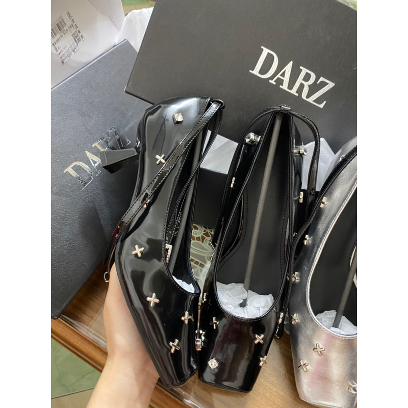 Giày cao gót mũi vuông đính đá sang chảnh đế cao 5cm