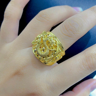 Nhẫn nam hoạ tiết rồng tròn mạ vàng Kami trang sức sỉ