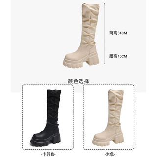 (SẴN ĐEN 38,39) Boots da thời trang cao cấp đế 10cm cao cổ