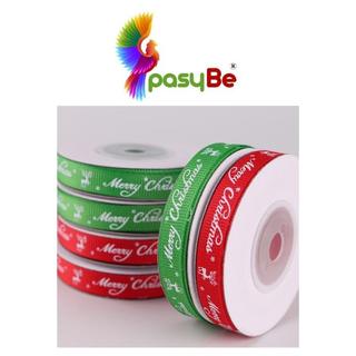 Ruy băng vải Polyester in lụa chữ merry christmas loại 1cm