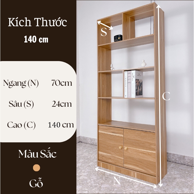 Kệ sách gỗ, tủ gỗ chữ U để đồ năng, giá sách đứng trưng bày trang trí gỗ MDF có ngăn nhiều tầng ND64 | BigBuy360 - bigbuy360.vn