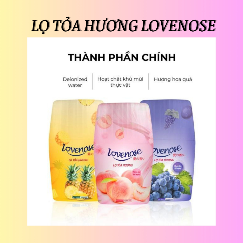 Lọ nước tỏa hương thơm phòng Lovenose, lọ tỏa hương thơm phòng khử mùi hương hoa quả tự nhiên tươi mát dung tích 250 ml