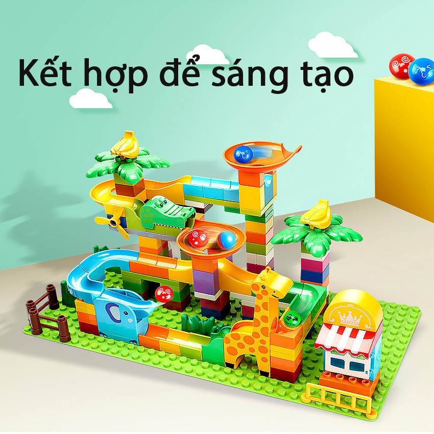 Đồ chơi le. go lắp ghép và xếp hình đa dạng mẫu trượt có kèm viên bi tương thích hạt duplo