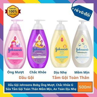 Dầu gội Johnsons Baby Óng mượt, Chắc khỏe & Sữa tắm gội toàn thân Mềm Mịn, An toàn dịu nhẹ giúp cân bằng pH cho bé 500ml