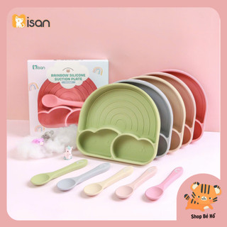 (Ảnh thật tự chụp, Tặng kèm thìa) Khay Cầu vồng kèm thìa MISAN cho bé ăn dặm có đế chống lật Shopbeho