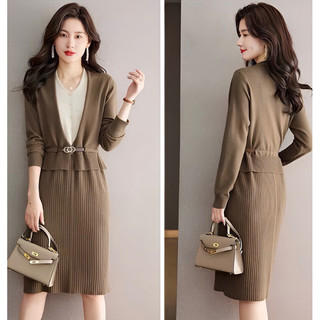 (HÀNG NHẬP CAO CẤP) ĐẦM LEN GÂN VIP LOẠI 1 -   DÁNG SUÔNG GIẢ ÁO KHOÁC PHONG CÁCH ( CC210/23295)