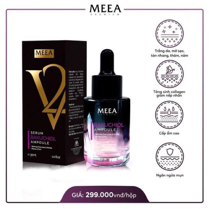 Combo Tinh Chất Bakuchoil & Kem Face Dna Collagen Ver 2 - Meea chính hãng Full 30g