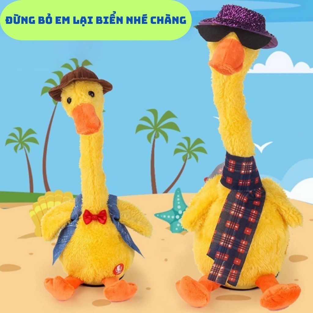 Vịt Nhồi Bông Biết Nhảy Múa Và Nhại Giọng Nói, có đèn có nhạc, sử dụng sạc USB, sản phẩm giao ngẫu nhiên