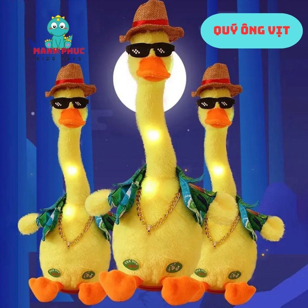Vịt Nhồi Bông Biết Nhảy Múa Và Nhại Giọng Nói, có đèn có nhạc, sử dụng sạc USB, sản phẩm giao ngẫu nhiên