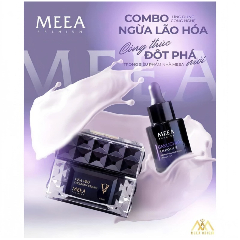 Combo Tinh Chất Bakuchoil & Kem Face Dna Collagen Ver 2 - Meea chính hãng Full 30g