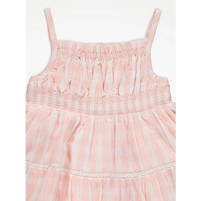 Váy 2 dây hồng caro vàng sunset George_hàng chính hãng authentic