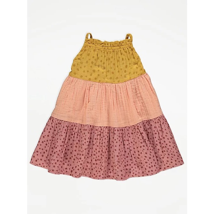 Váy 2 dây hồng caro vàng sunset George_hàng chính hãng authentic