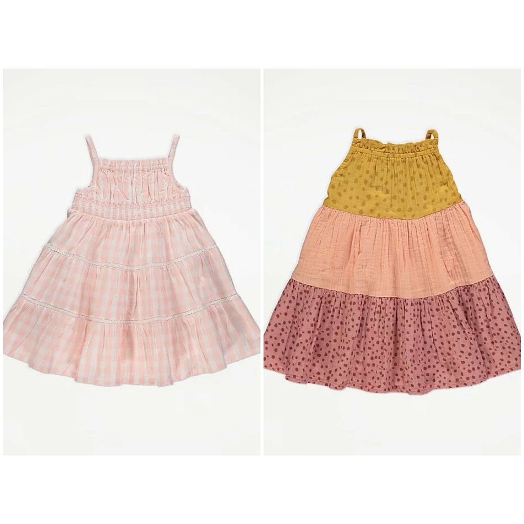 Váy 2 dây hồng caro vàng sunset George_hàng chính hãng authentic