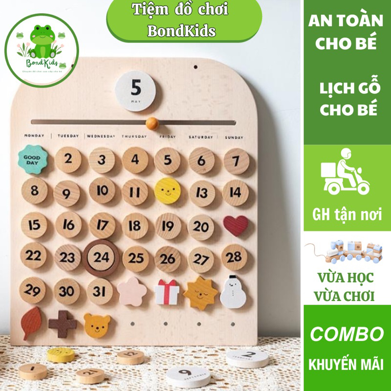 Lịch gỗ phong cách hàn (sẵn hàng) cho bé yêu decor phòng- Shop JamesBond Kids