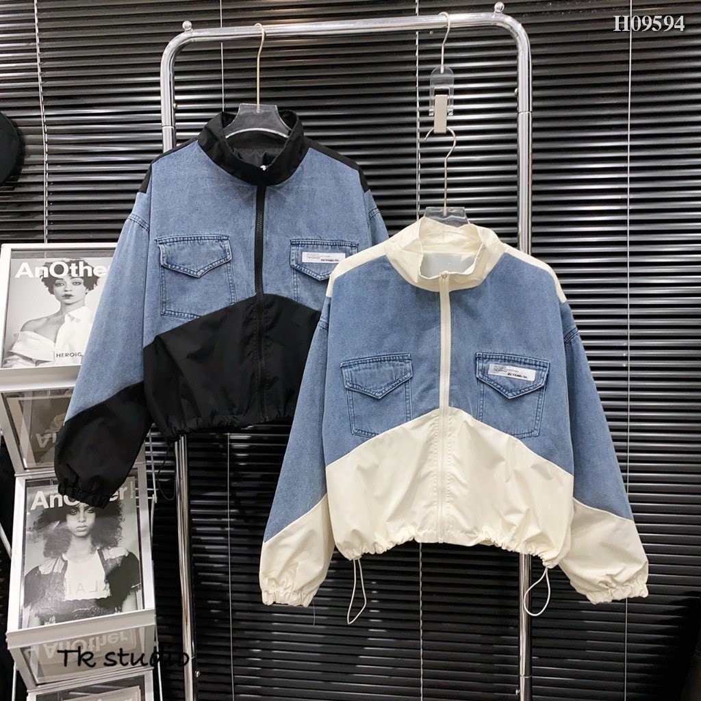 Áo Khoác , Áo Khoác Bò Pha Gió Kiểu Dáng unisex Nam Nữ