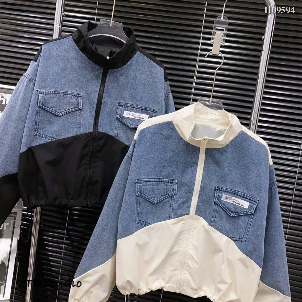 Áo Khoác , Áo Khoác Bò Pha Gió Kiểu Dáng unisex Nam Nữ