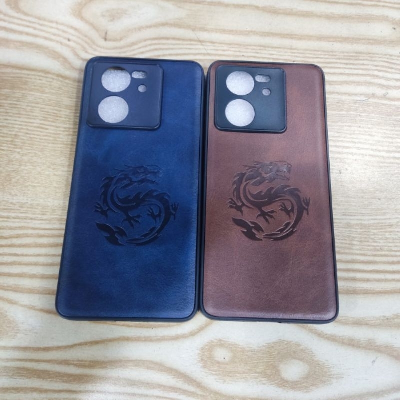 Ốp lưng Xiaomi Redmi k60 Utra / Mi 13T / Mi 13T pro dẻo viền đen lưng da in hình rồng