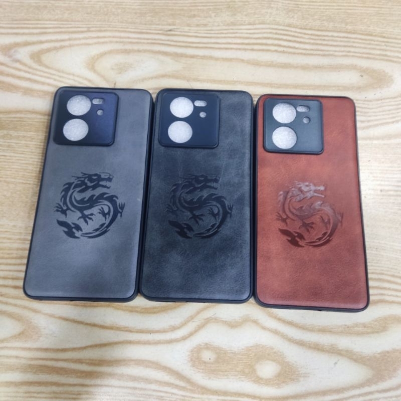 Ốp lưng Xiaomi Redmi k60 Utra / Mi 13T / Mi 13T pro dẻo viền đen lưng da in hình rồng