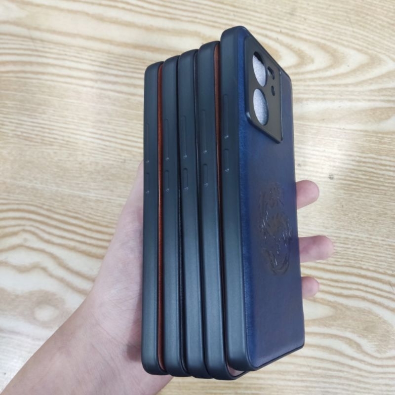 Ốp lưng Xiaomi Redmi k60 Utra / Mi 13T / Mi 13T pro dẻo viền đen lưng da in hình rồng