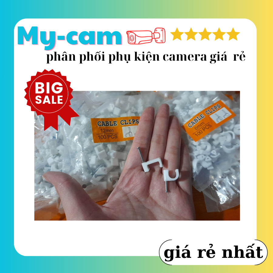 Nẹp dây vuông F12mm. 1 gói gồm 100 cái