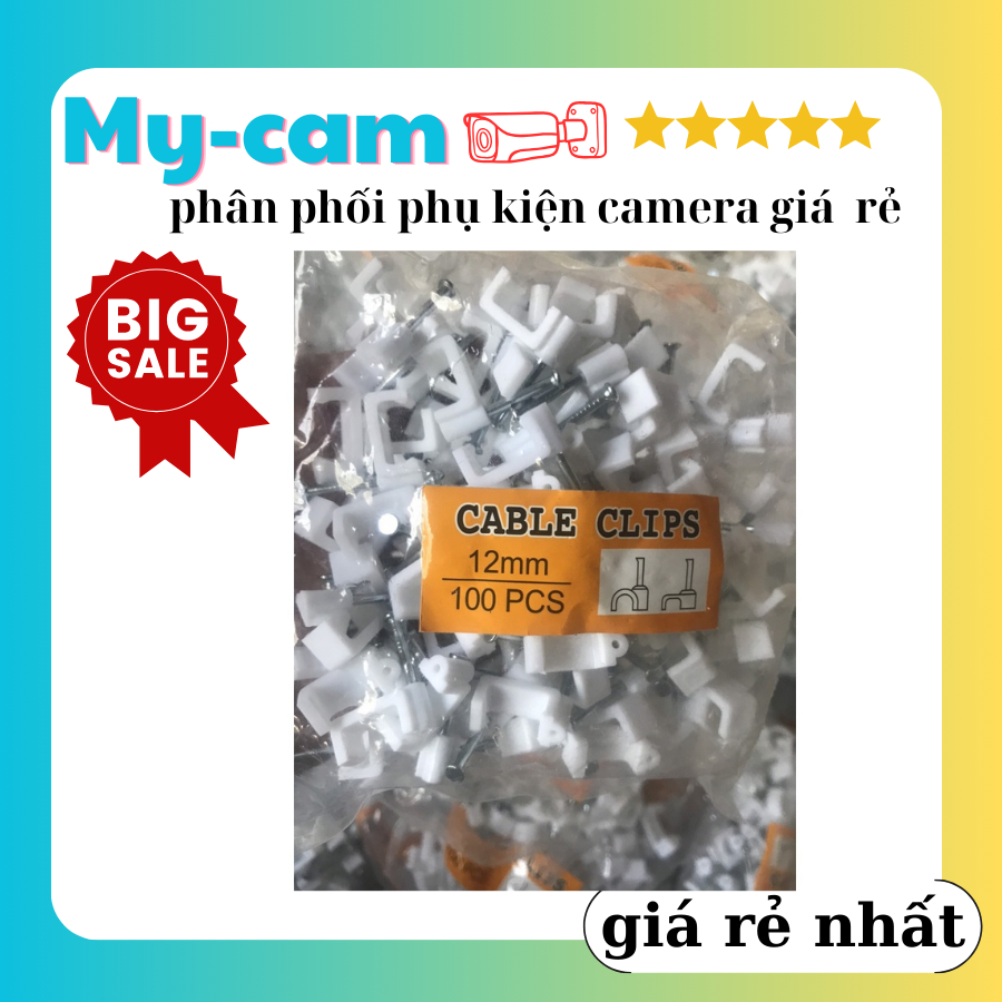 Nẹp dây vuông F12mm. 1 gói gồm 100 cái